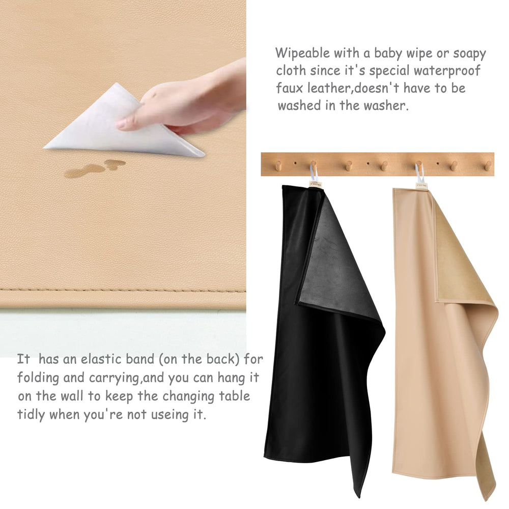 Owlowla changing pad waterproof leather surface resists spills during diaper changes.