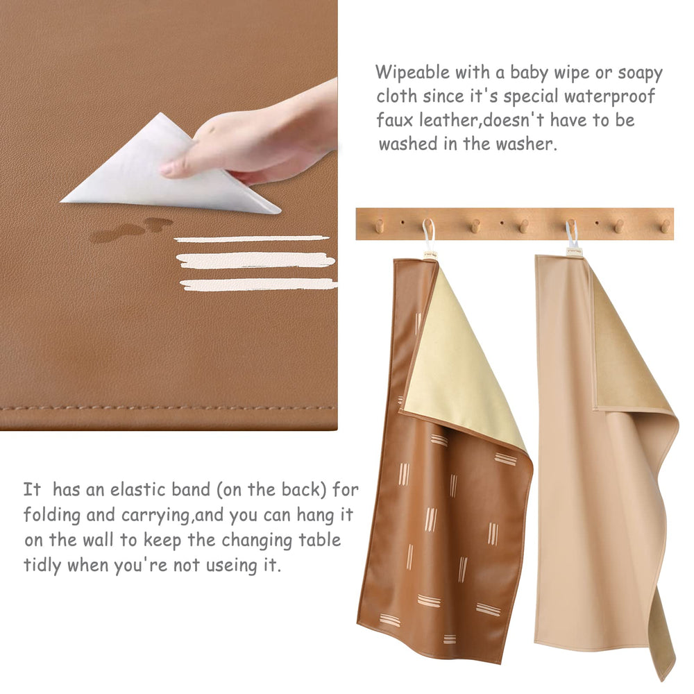 Owlowla diaper changing mat in soft faux leather supports quick, mess-free changes.