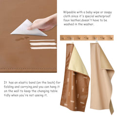 Owlowla diaper changing mat in soft faux leather supports quick, mess-free changes.