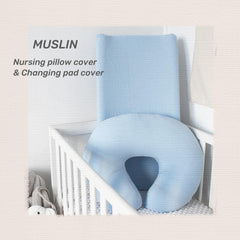 Owlowla muslin changing pad cover with elastic bottom band for easy, snug installation.