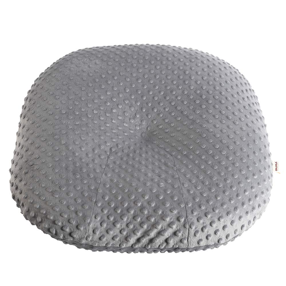 OWLOWLA newborn lounger cover in gray with dots design offering soft touch and stain protection.