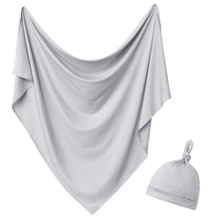 OWLOWLA newborn swaddle blanket in gray, soft fabric for gentle, secure swaddling.
