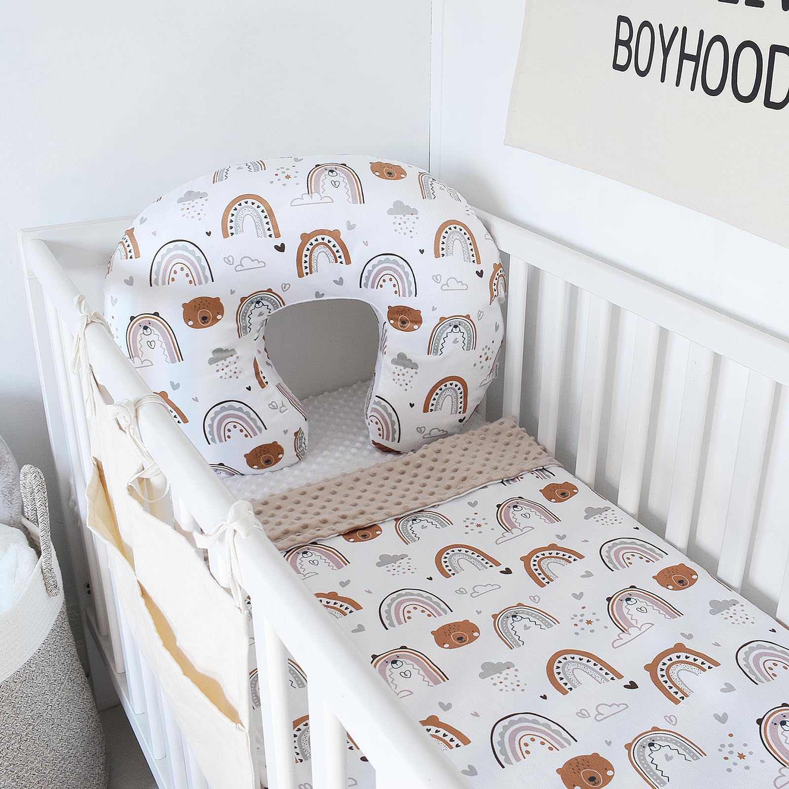 OWLOWLA nursing pillow cover adds nursery charm and protects the pillow.