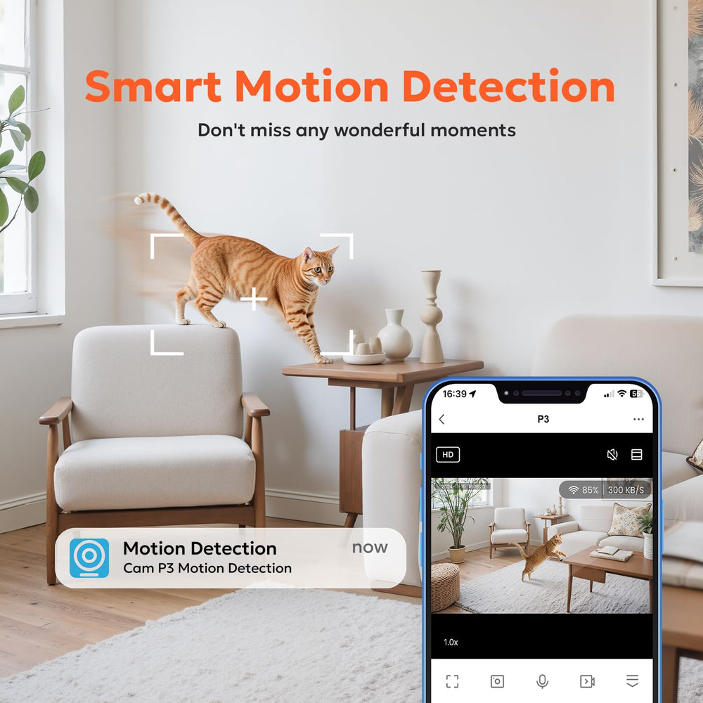 Owltron two-way audio with noise cancellation for clear conversations.