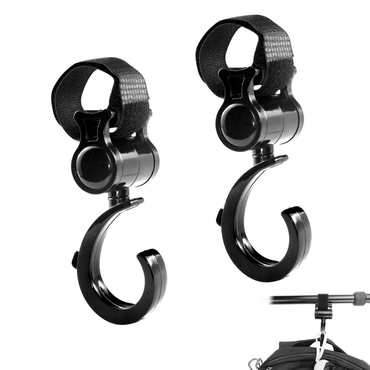 OXDFK walker hook 360° swivel for easy bag access.