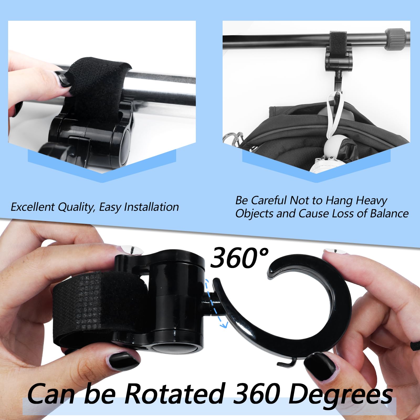 OXDFK walker hook easy-install clips without tools.