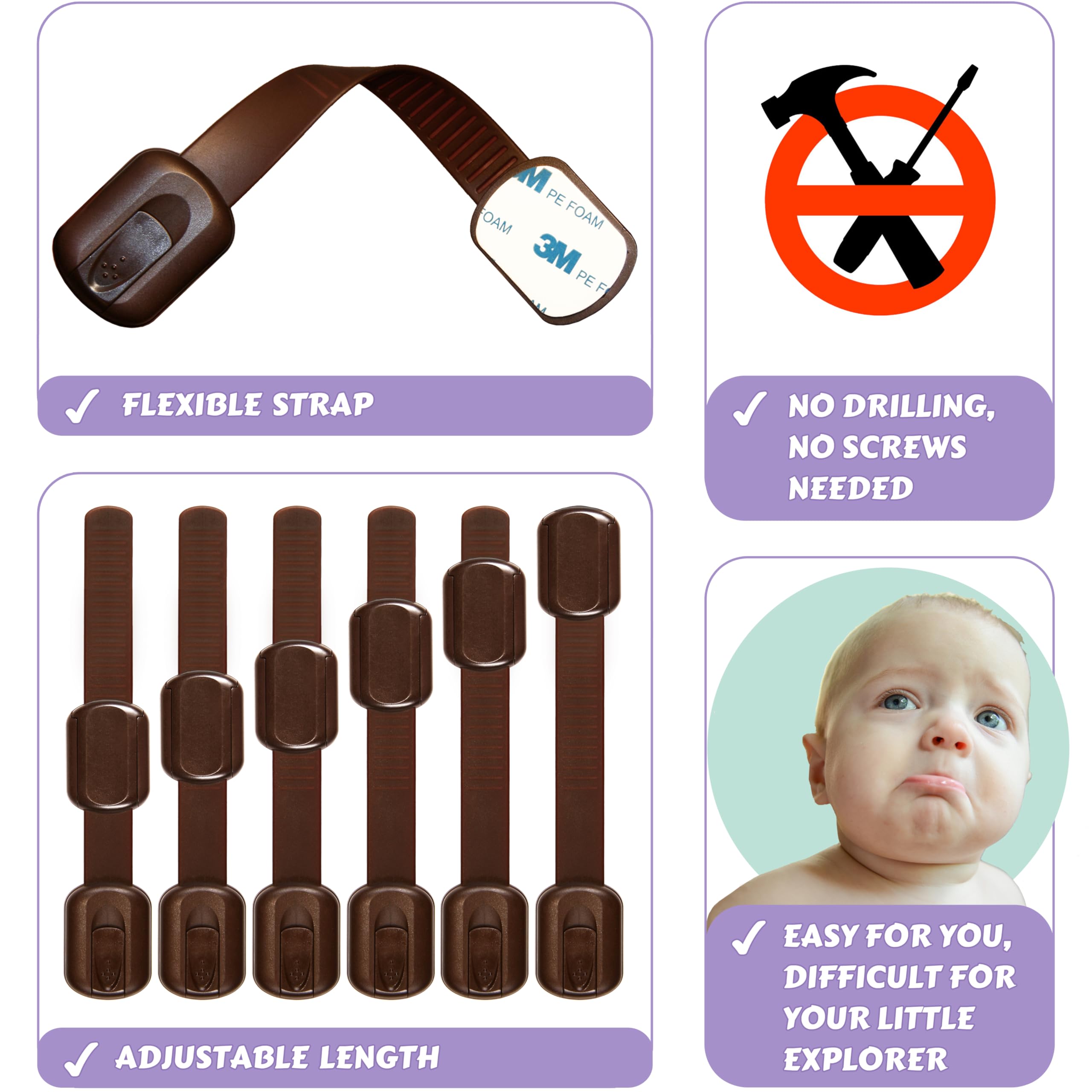 Oxlay reusable adhesive foam tape lets you refresh lock positions.