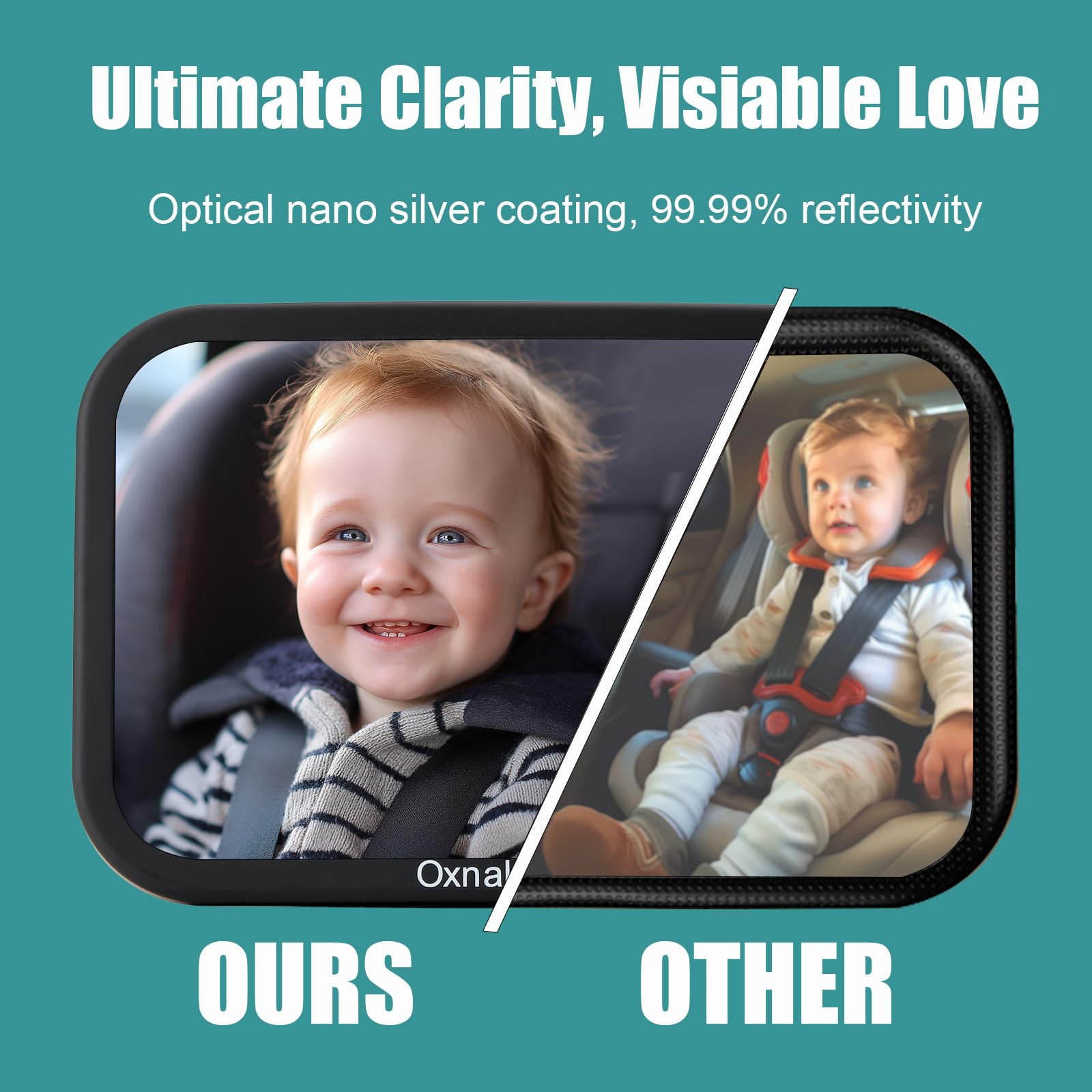 Oxnaleah wide-view 9.6 by 6.8 inch mirror enhances visibility on the road.