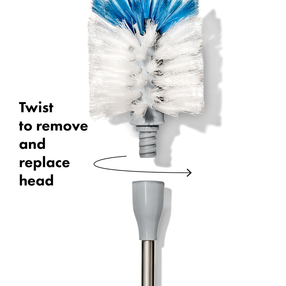 OXO Good Grips bottle brush side bristles gently clean wine glasses without scratching