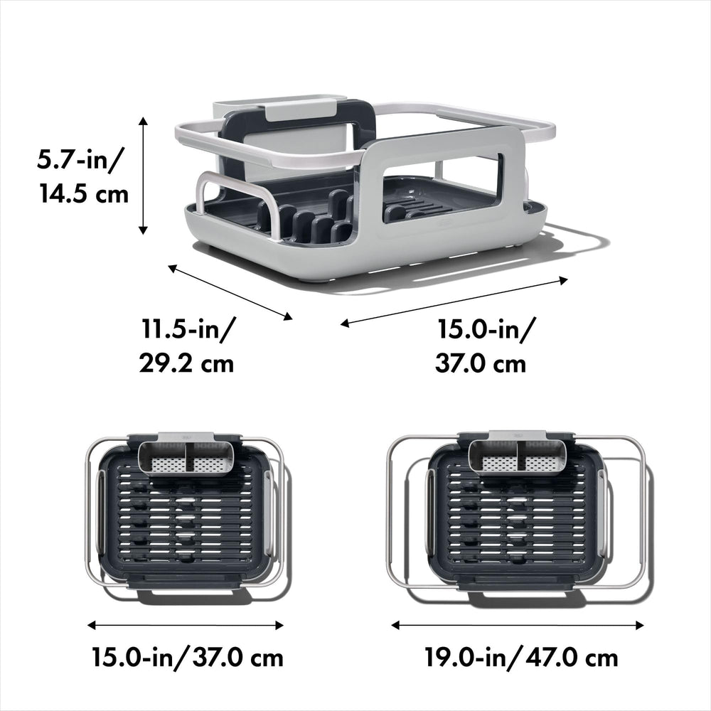 OXO Good Grips soporte para platos verticales mantiene la vajilla estable.