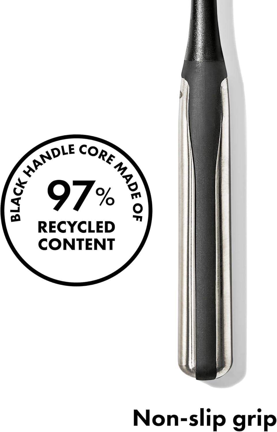OXO Steel Bottle Brush replaceable head twists on and off for easy maintenance.