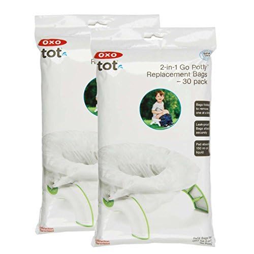 OXO Tot 2-in-1 Go Potty refill bags leak-proof liners for quick, tidy changes.