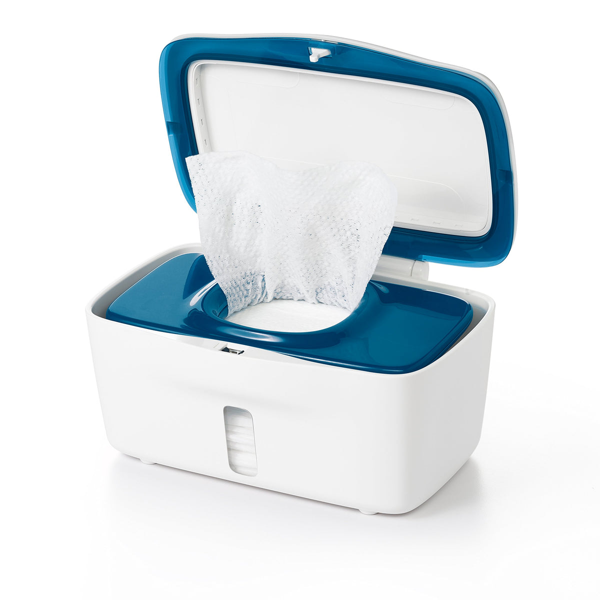 OXO Tot Perfect Pull Wipes Dispenser Navy front view for one-handed cleaning