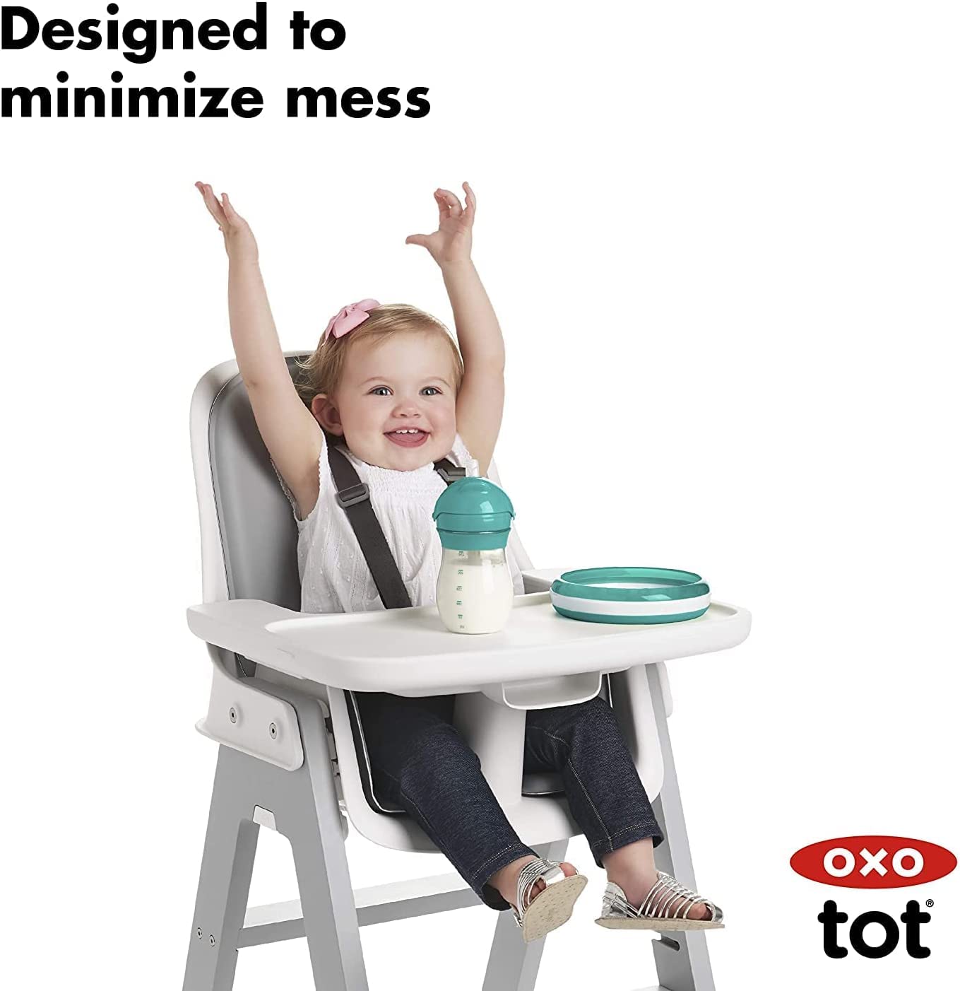 OXO Tot Transitions Teal dishwasher-safe design simplifies cleaning routines.