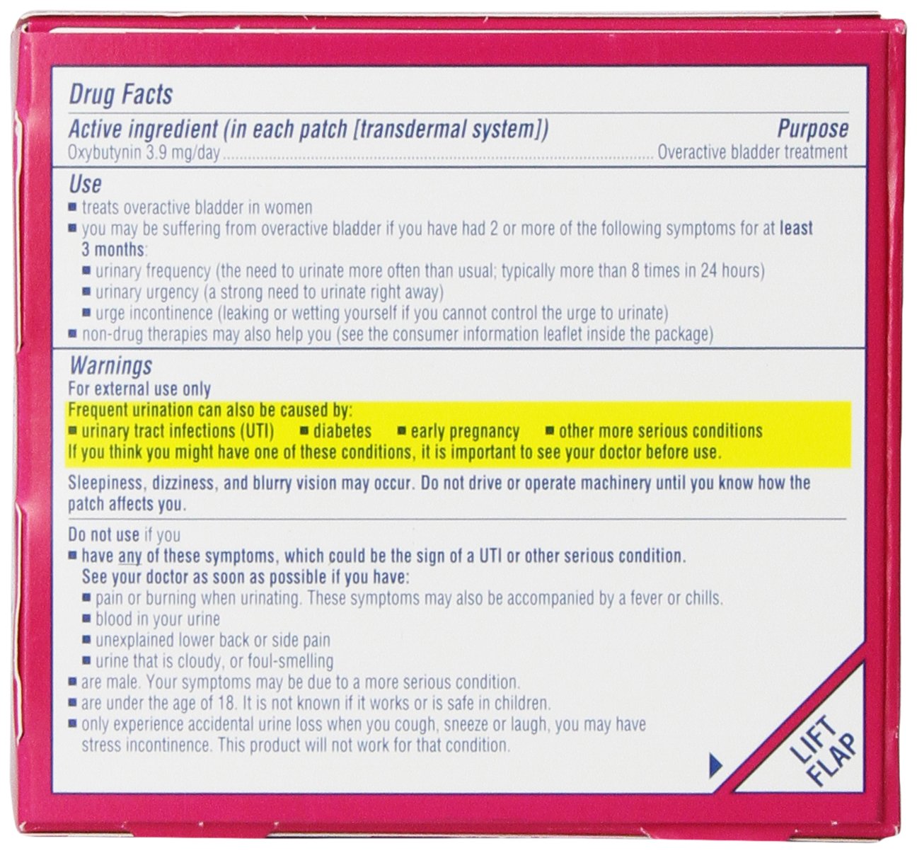 Oxytrol for Women abdomen application demonstrates easy placement for long-lasting symptom management.