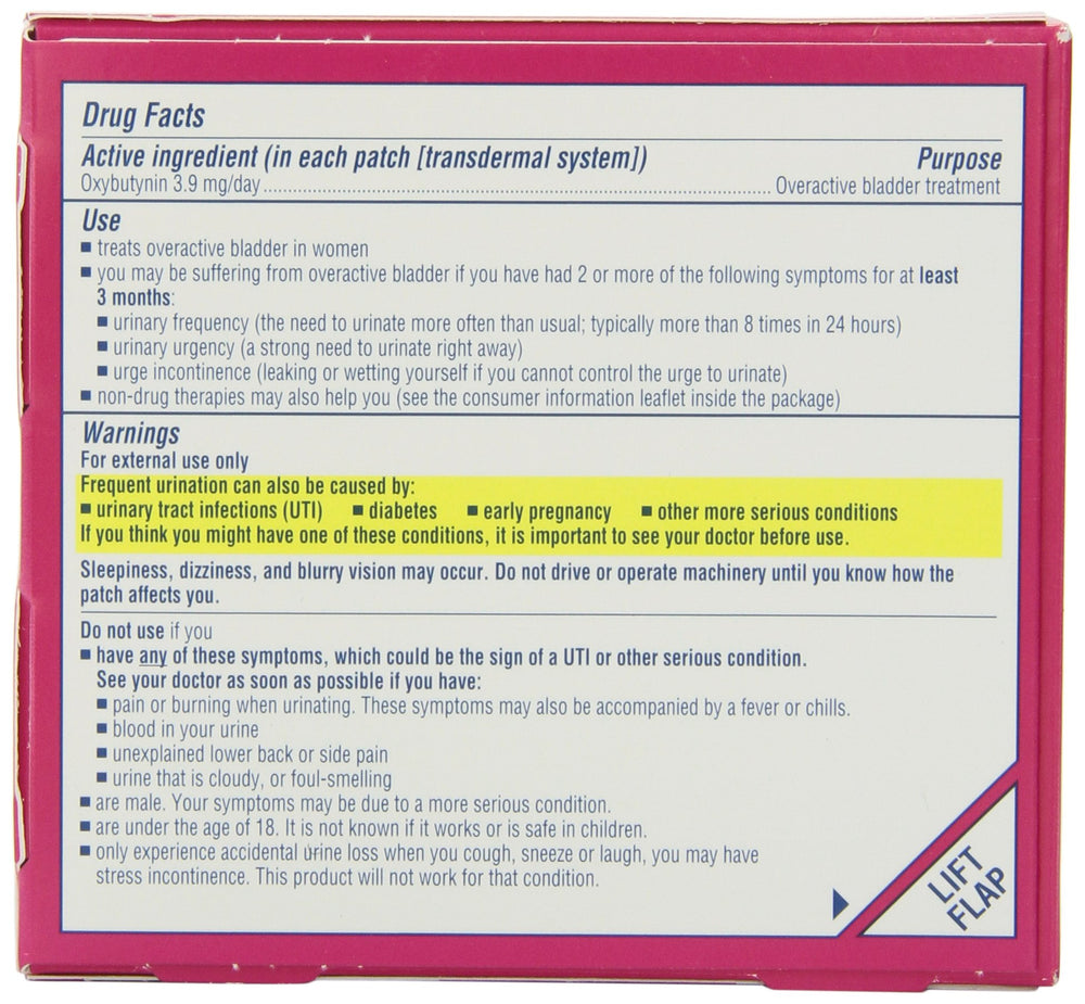 Oxytrol for Women thin, discreet patch blends under clothing for everyday wear.