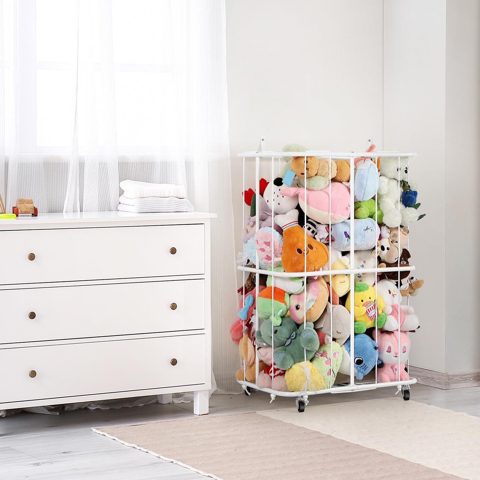 OYEAL multipurpose storage for plush toys, balls, and gear.