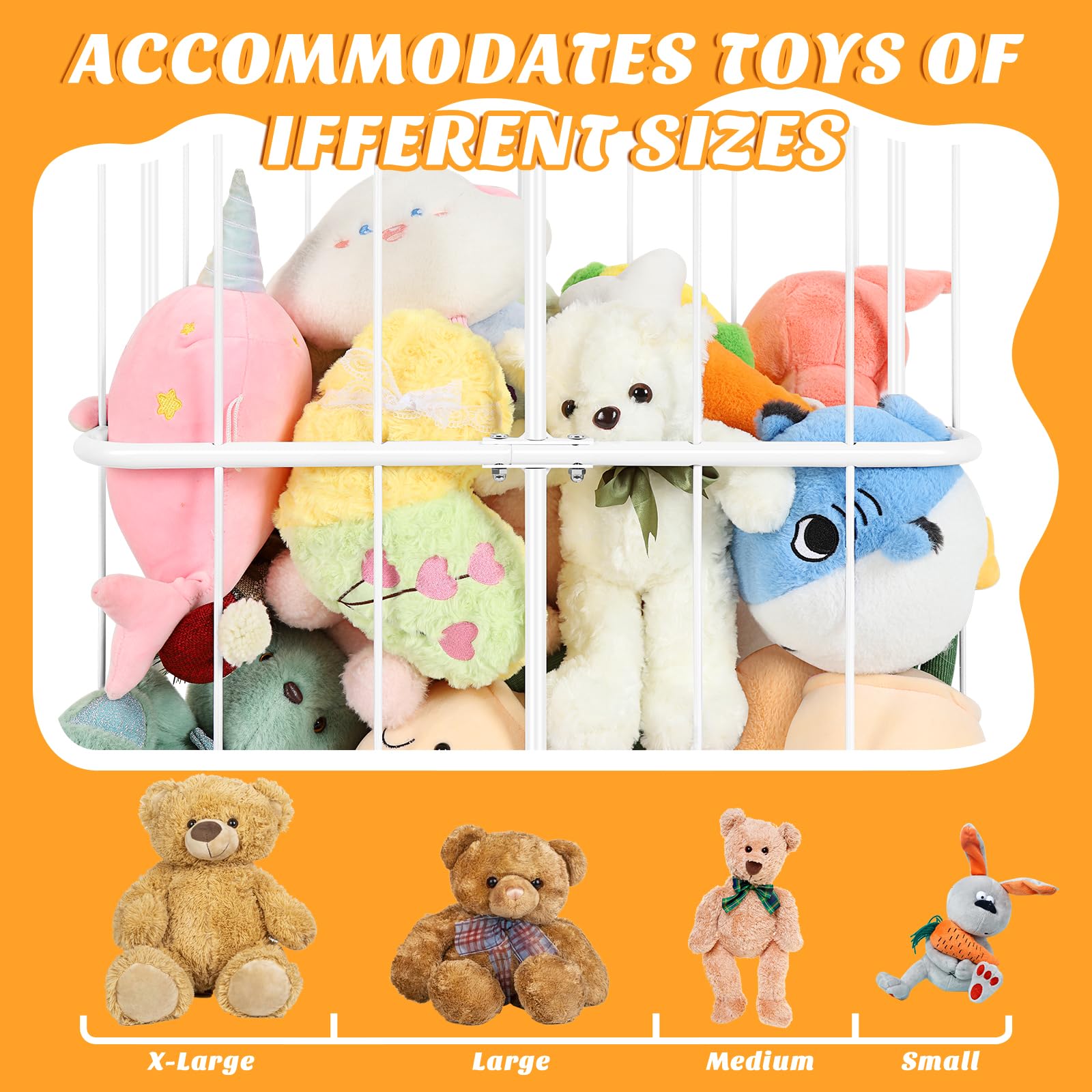 OYEAL plush toy holder with large capacity for playroom organization.