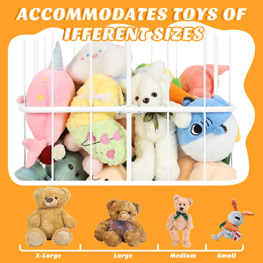 OYEAL plush toy holder with large capacity for playroom organization.