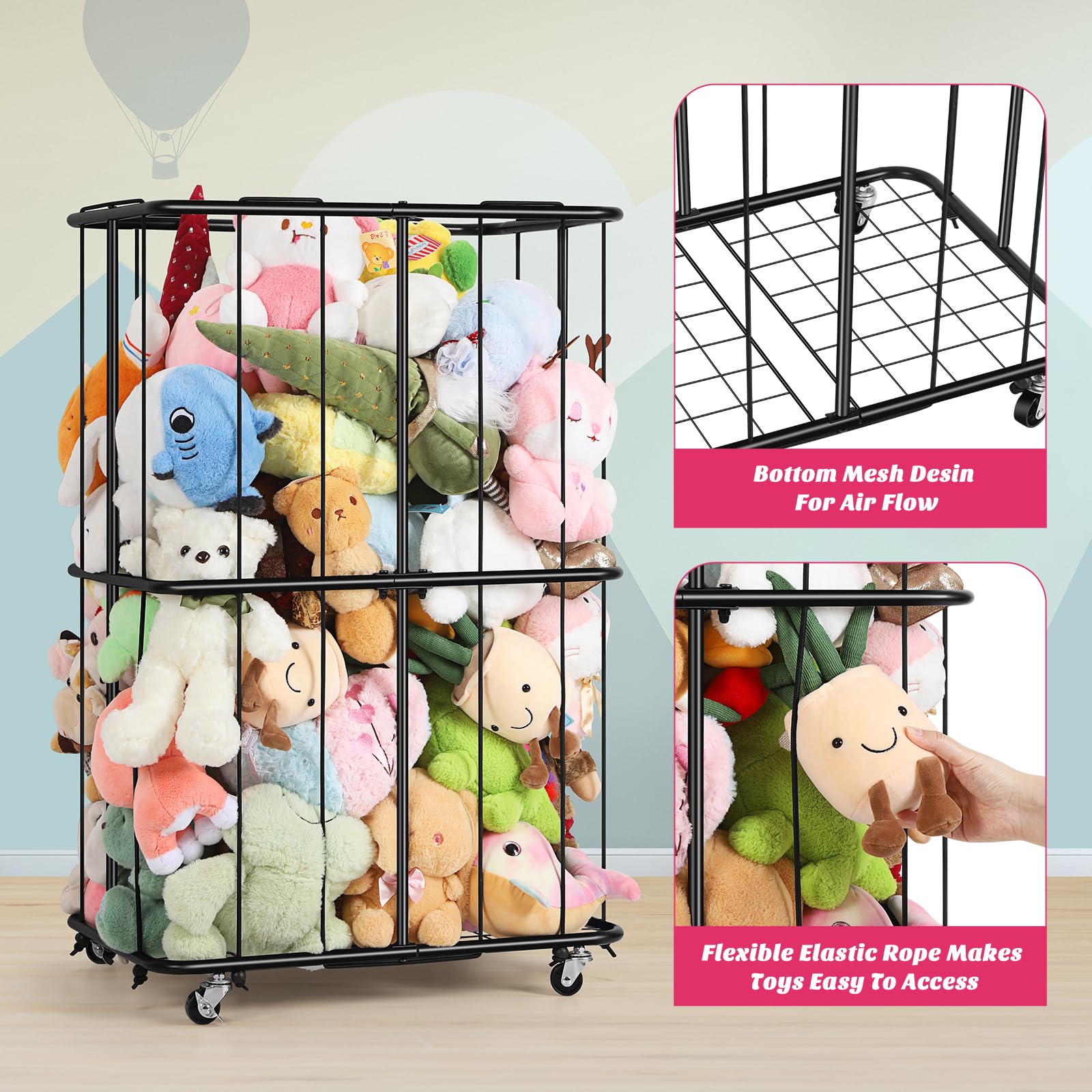 OYEAL robust metal toy rack ensures durable storage for busy playrooms