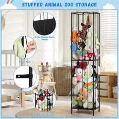OYEAL stuffed animal zoo storage 64in elastic rope detail enables easy toy access and visibility.
