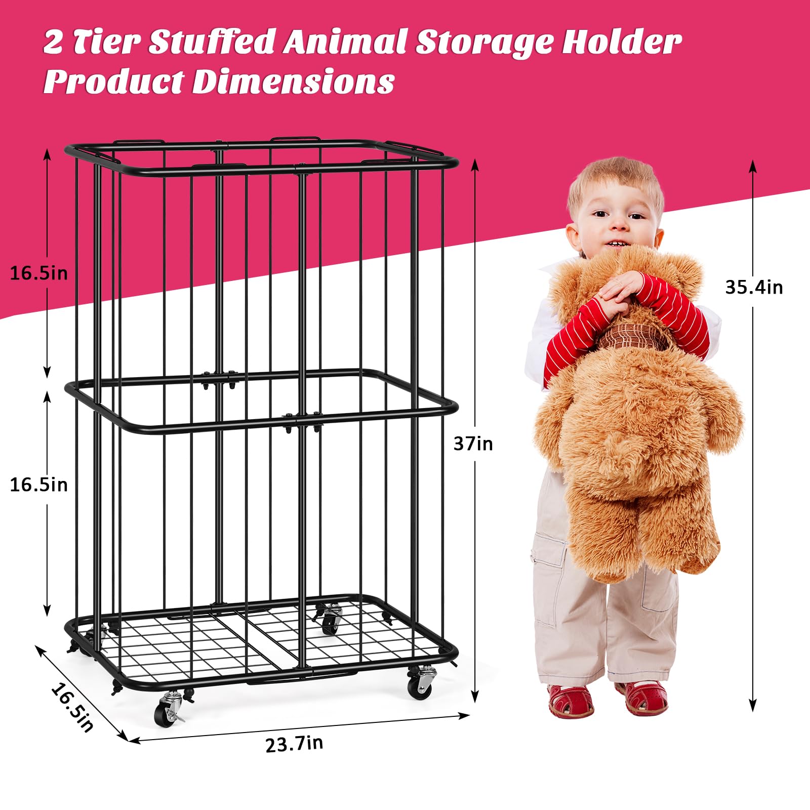 OYEAL stuffed animal zoo storage tower with wheels for easy room reorganization