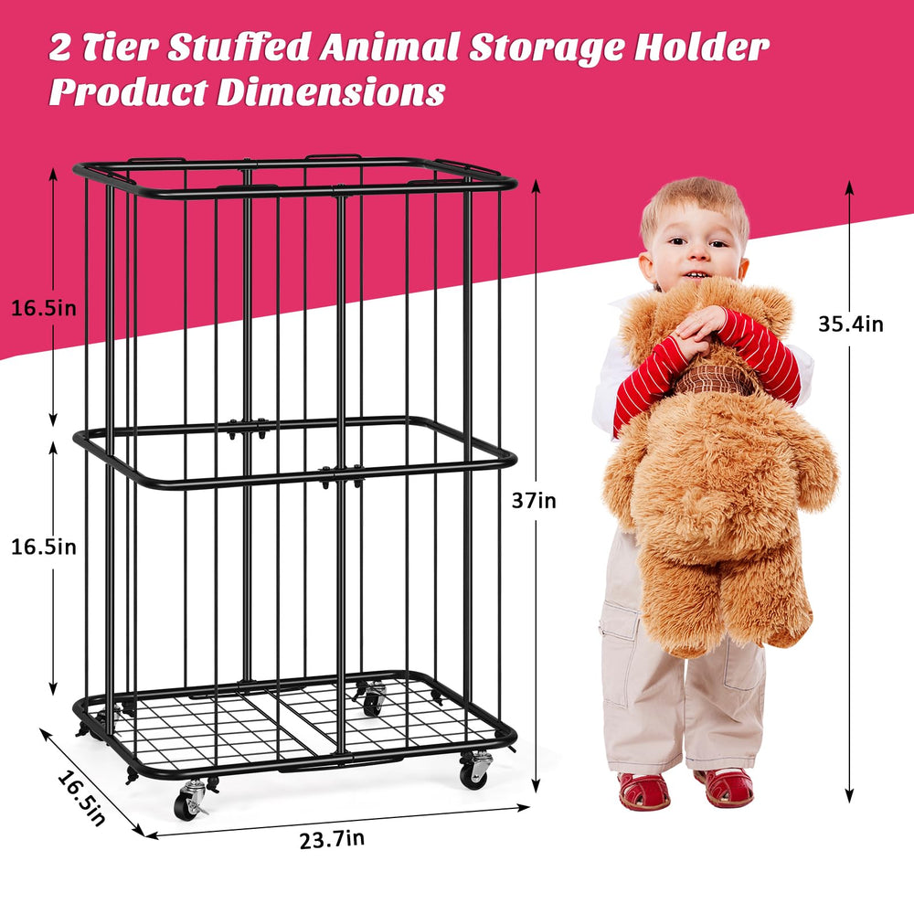 OYEAL stuffed animal zoo storage tower with wheels for easy room reorganization