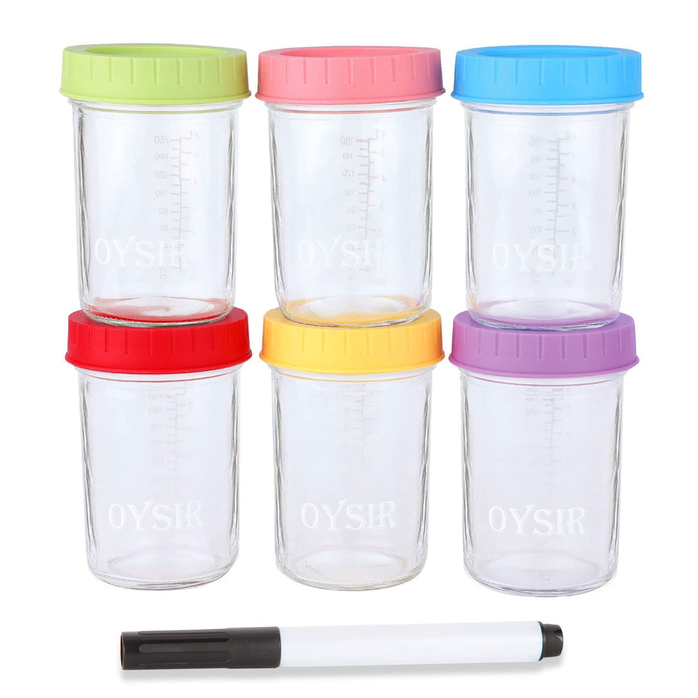 OYSIR 8oz glass baby container with lid, ideal for prep and storage.