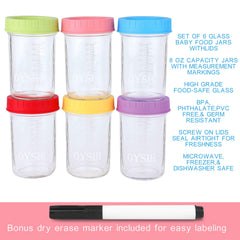 OYSIR baby jar lids and marker for easy labeling.