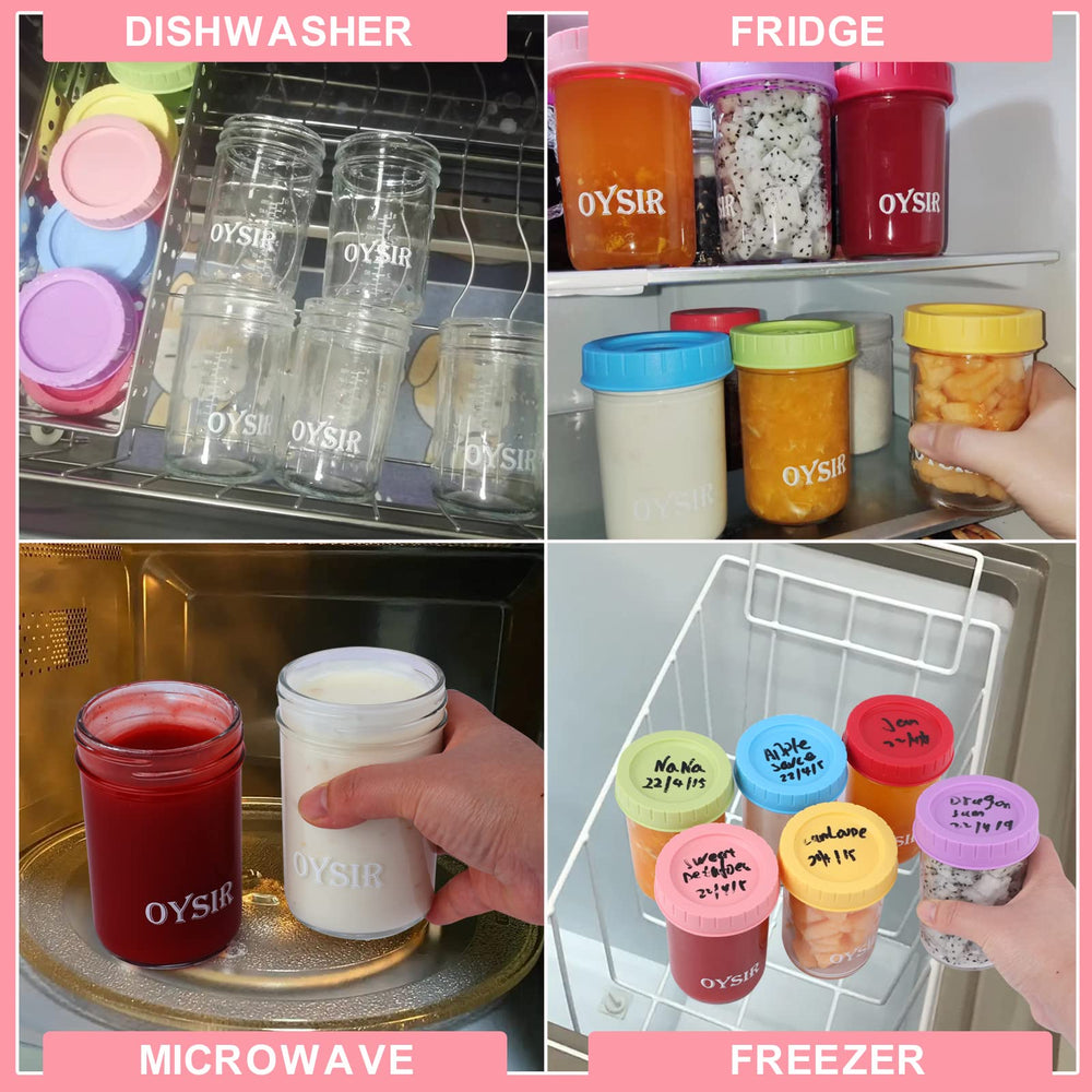 OYSIR stackable jars with lids for compact storage.
