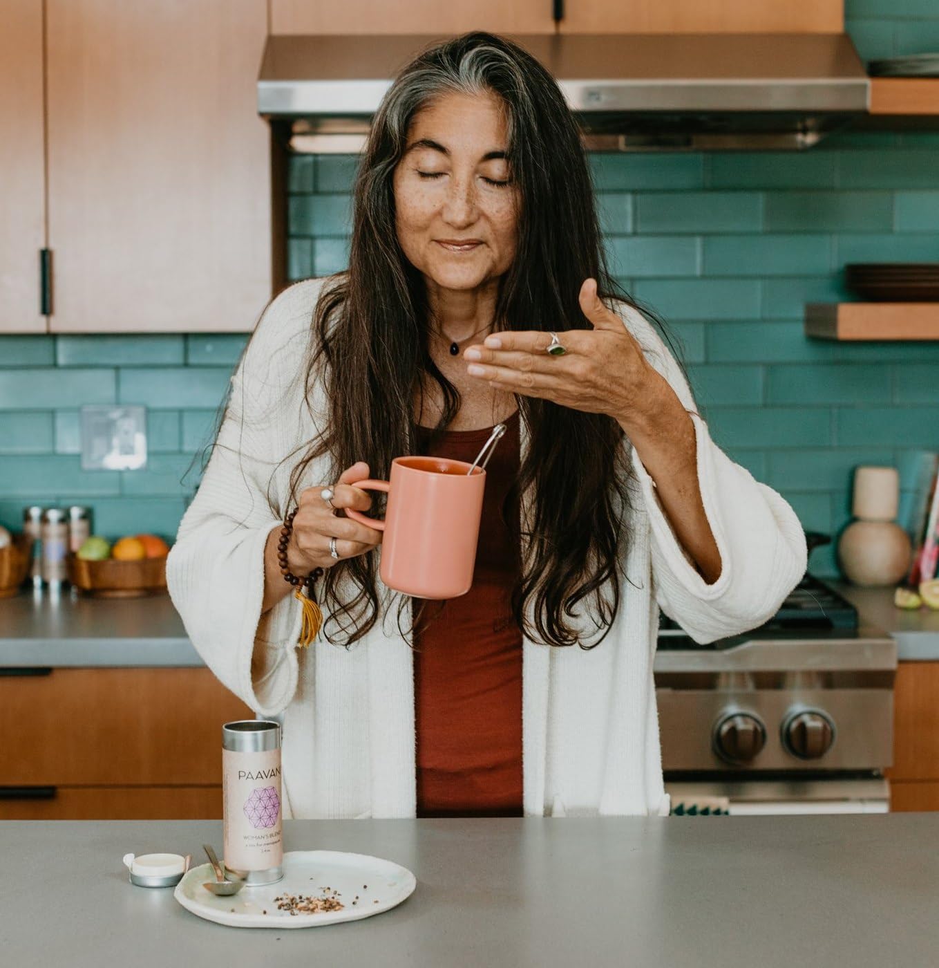 PAAVANI Women's Blend open canister for mindful tea rituals and routine