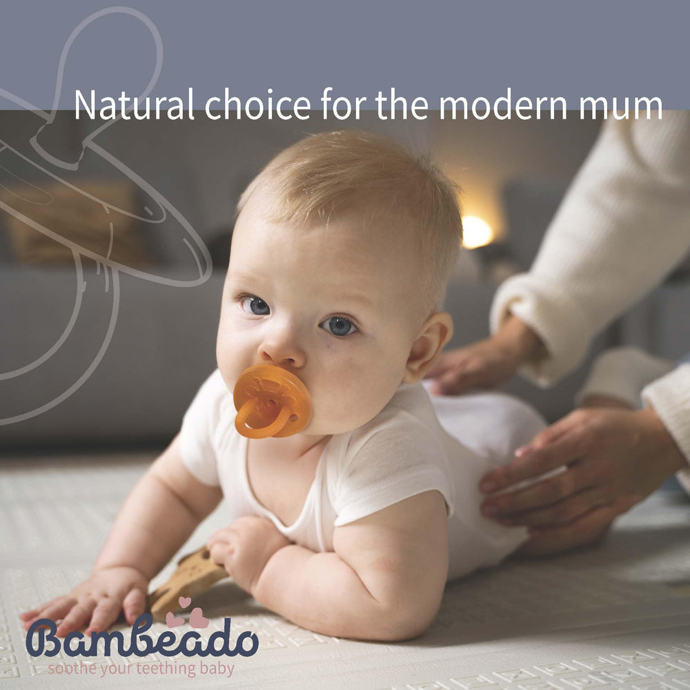 PaciBamber product shown with a 6-12 month-old for teething use.