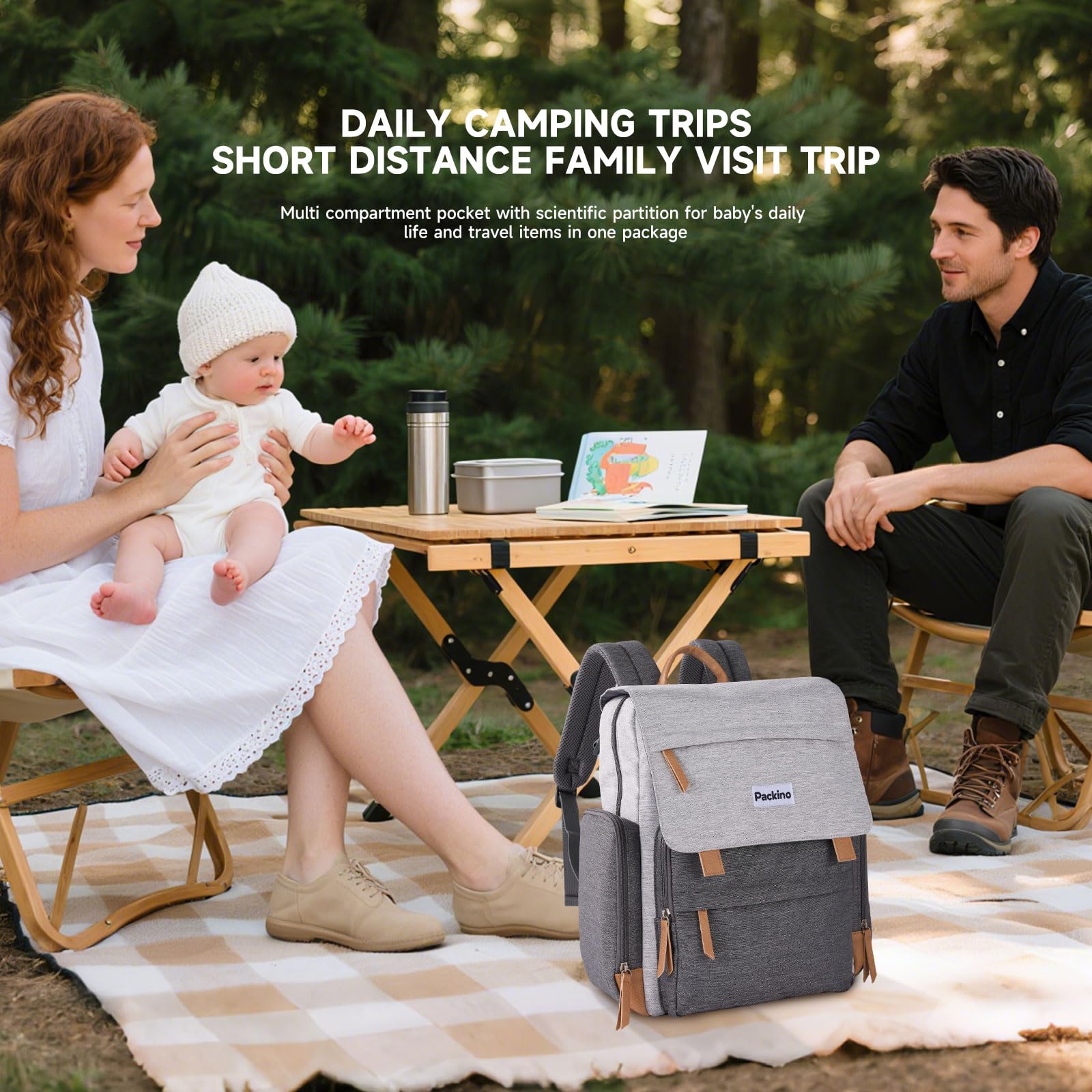 Packino ample storage helps organize diapers, bottles, clothes, and toys efficiently.