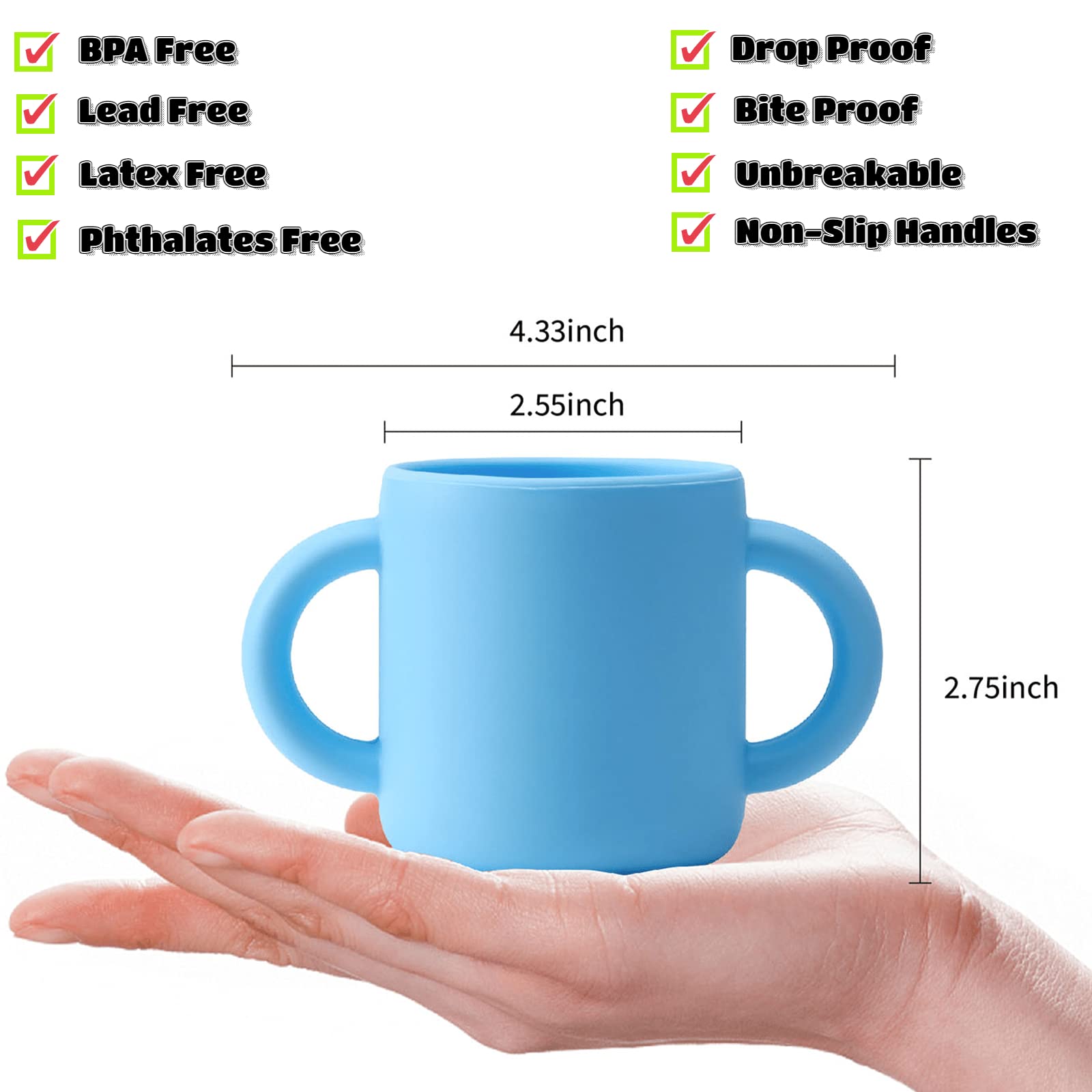 Paeyaer easy grip handles help babies hold the cup securely