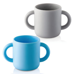 Paeyaer silicone training cup 2-pack in blue gray for easy transition