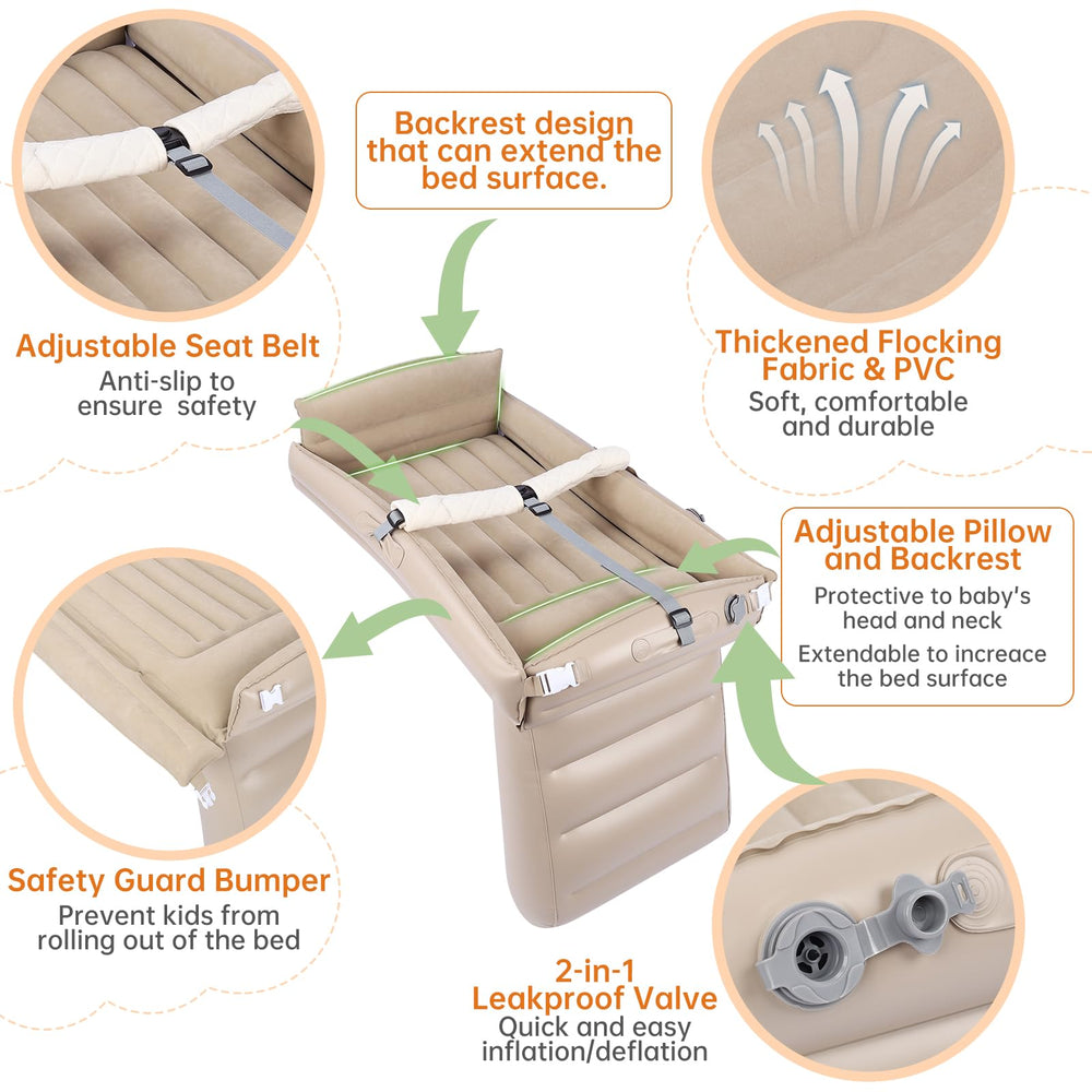 PAHTTO multi-chamber design bed expands to fit different seats for secure naps.
