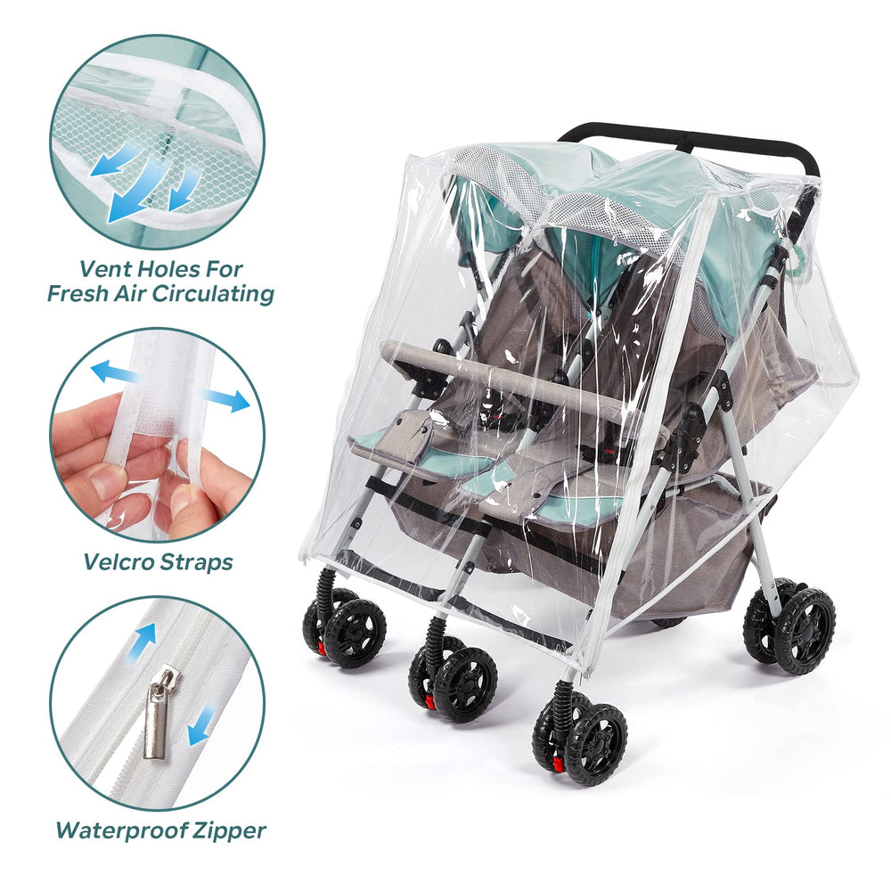 PAHTTO rain cover universal fit for most side-by-side strollers