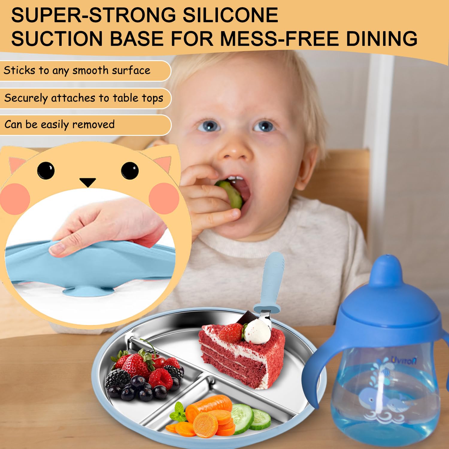 Durable 304 stainless steel plates resist scratches and odors for long-lasting use.