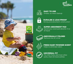 Pail Buddies easy-to-use liners ready to attach and tie.