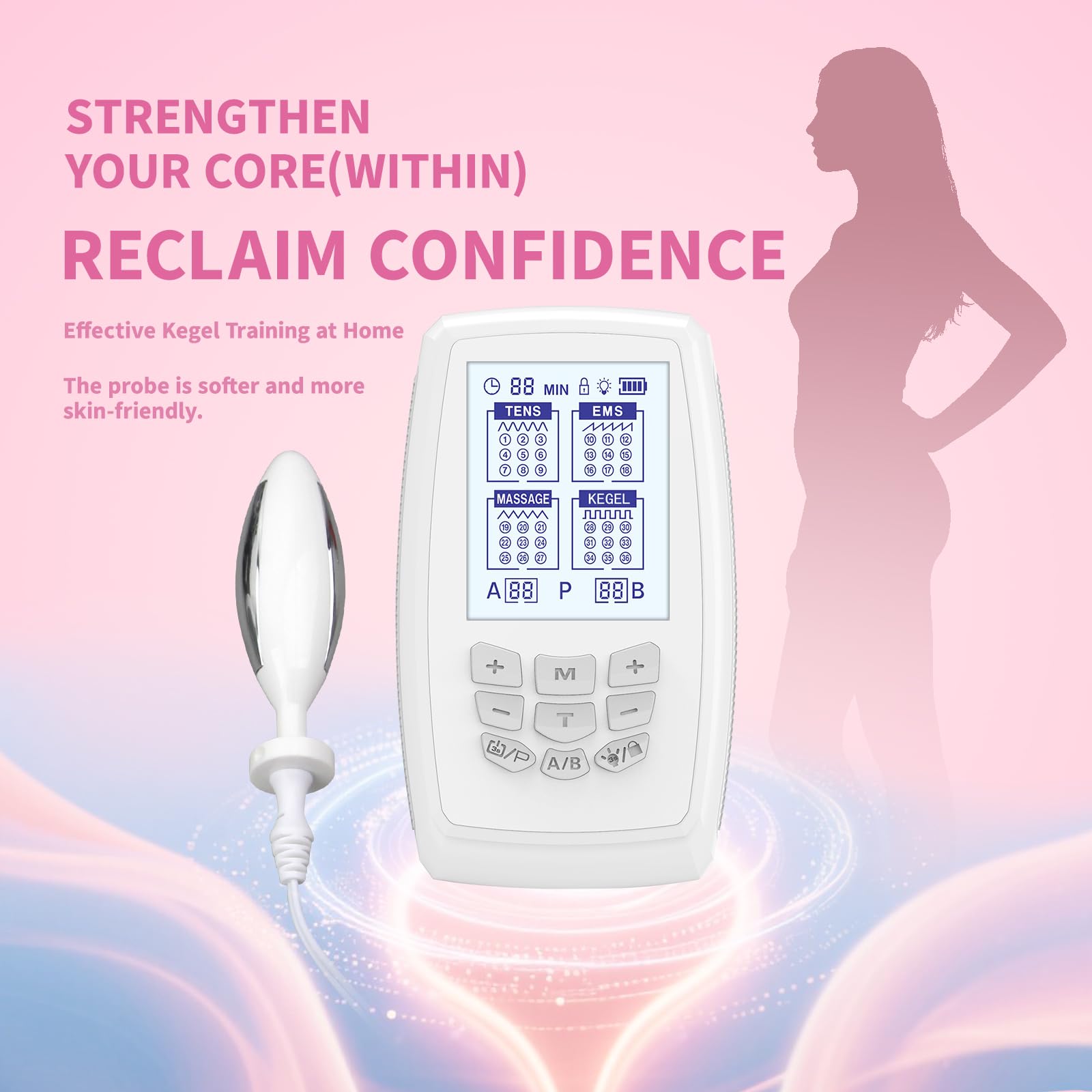 PAIM NRE Kegel Trainer includes multilingual guide for beginners.