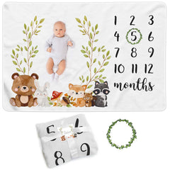 Paishanas woodland flatlay showing a cozy milestone photo backdrop for monthly photos