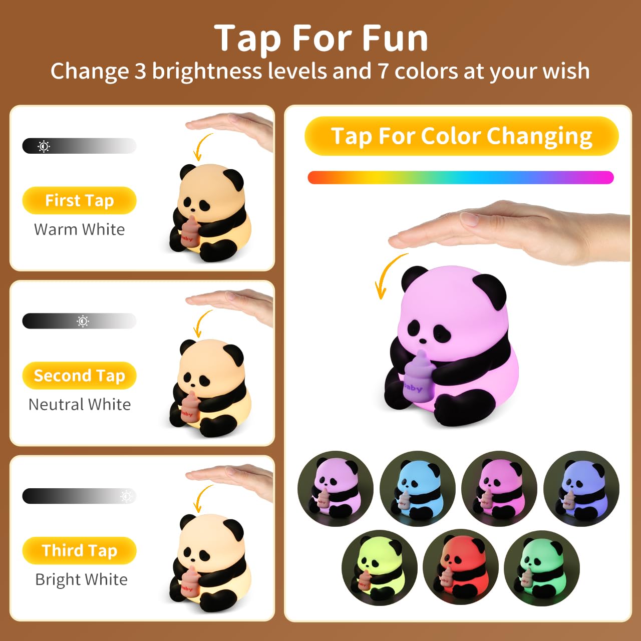 Pak Panda Night Light USB-C rechargeable for easy charging at home or travel