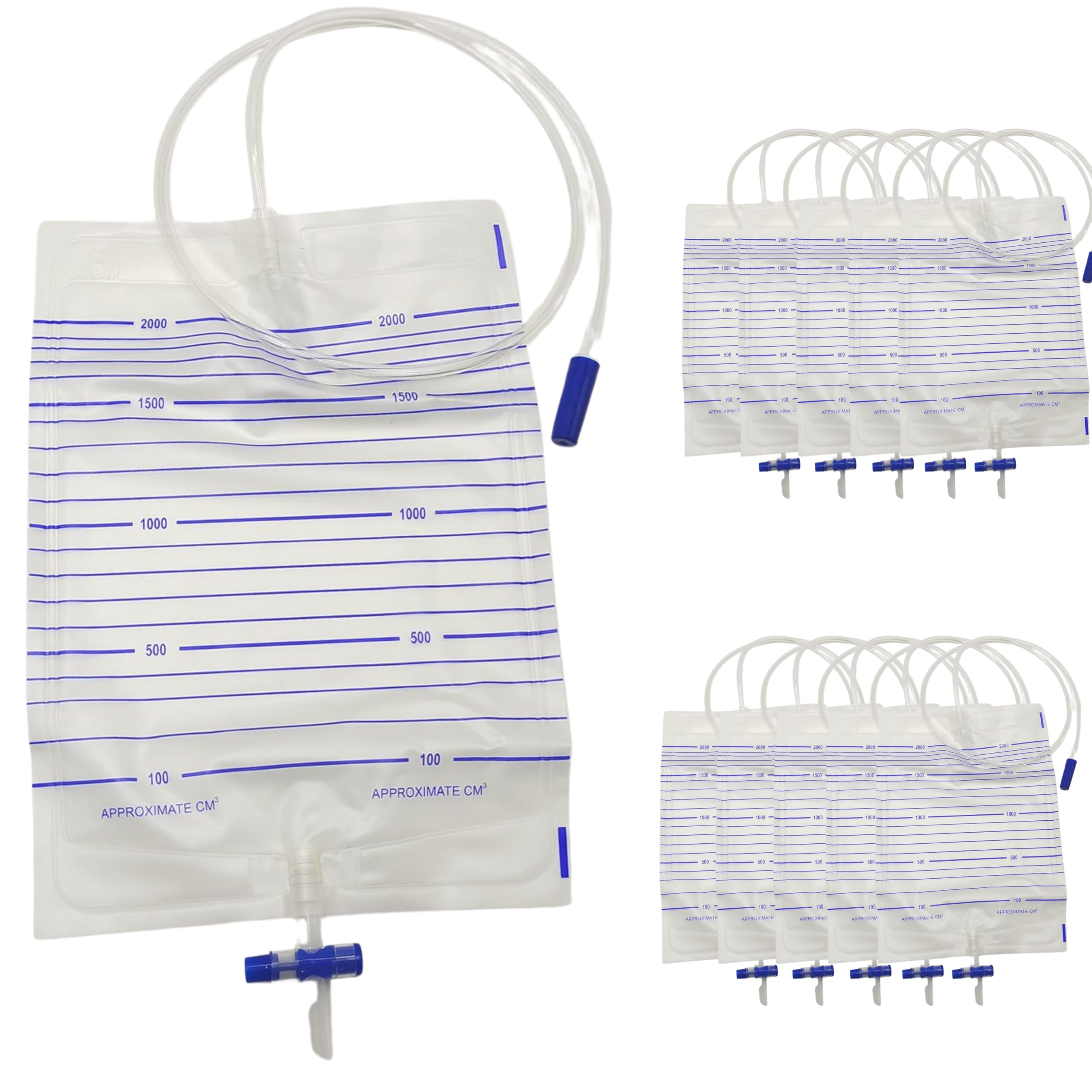 PakCan urinary drainage bag 2000mL with sterile design for safe home or hospital use.