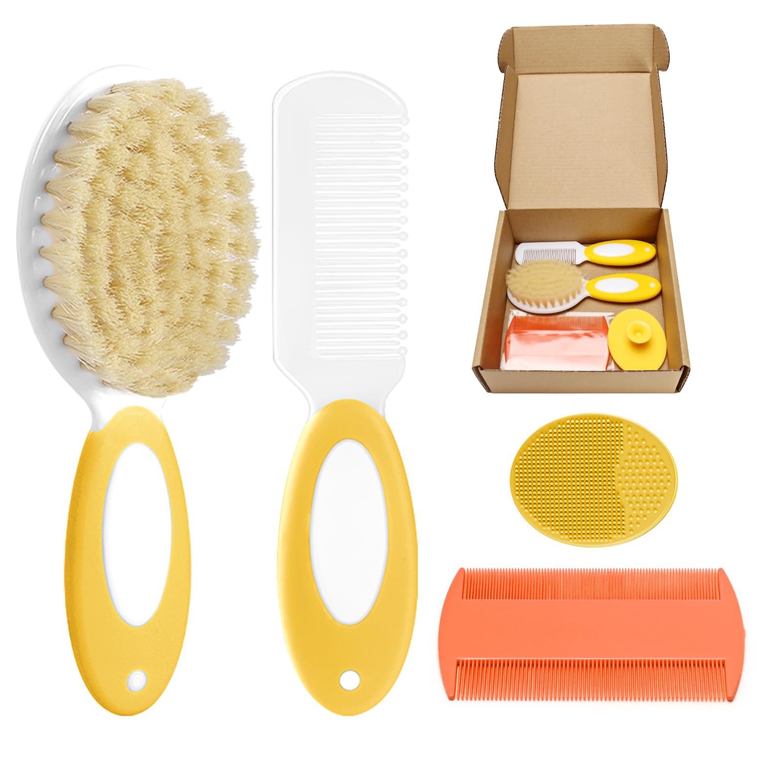 PAKENYESHA baby hair brush with soft bristles for gentle scalp care.
