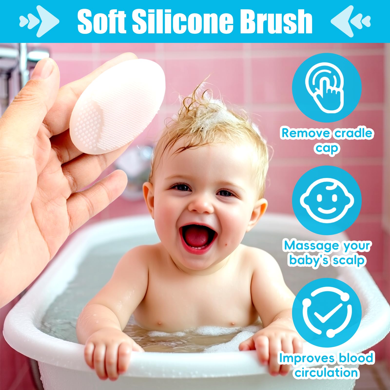 PAKENYESHA ergonomic-handle baby brush for easy, comfortable grooming.