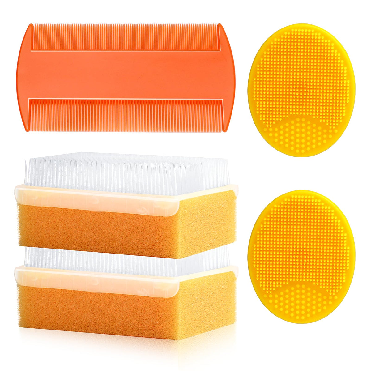 PAKENYESHA cradle cap brush set orange full view for gentle baby grooming
