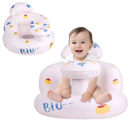Pakoo baby inflatable seat pumpkin color offers soft, secure support for tiny sit sessions.
