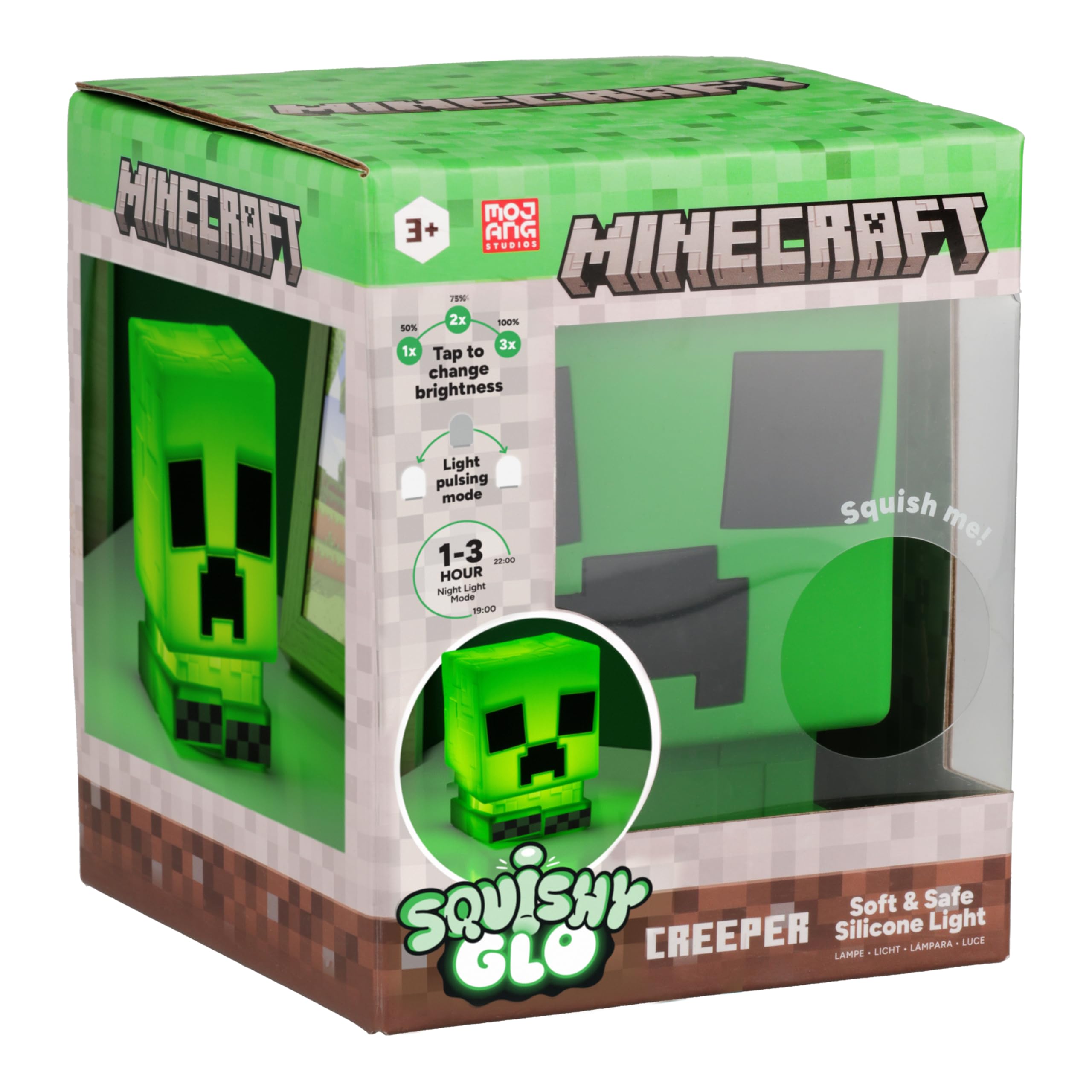 Paladone Creeper SquishyGlo on a desk adds playful room decor.