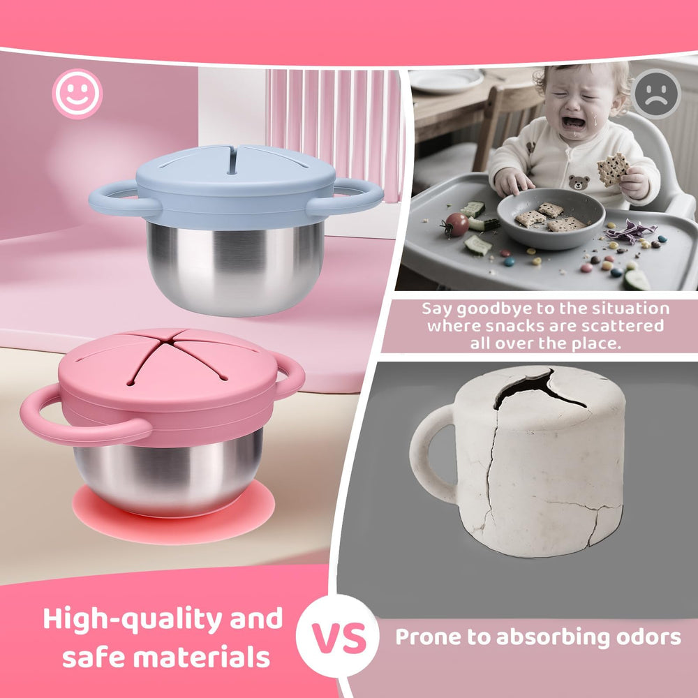 Palksky 5-in-1 snackle container with spill-proof lid keeps snacks tidy during travel.