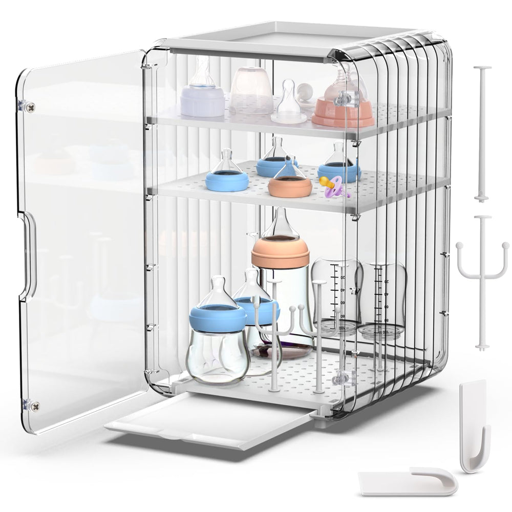 Palksky baby bottle organizer with ample storage keeps bottles neatly organized for quick feeding prep